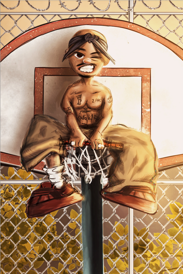 2Pac 'Hoops Drawn' Poster