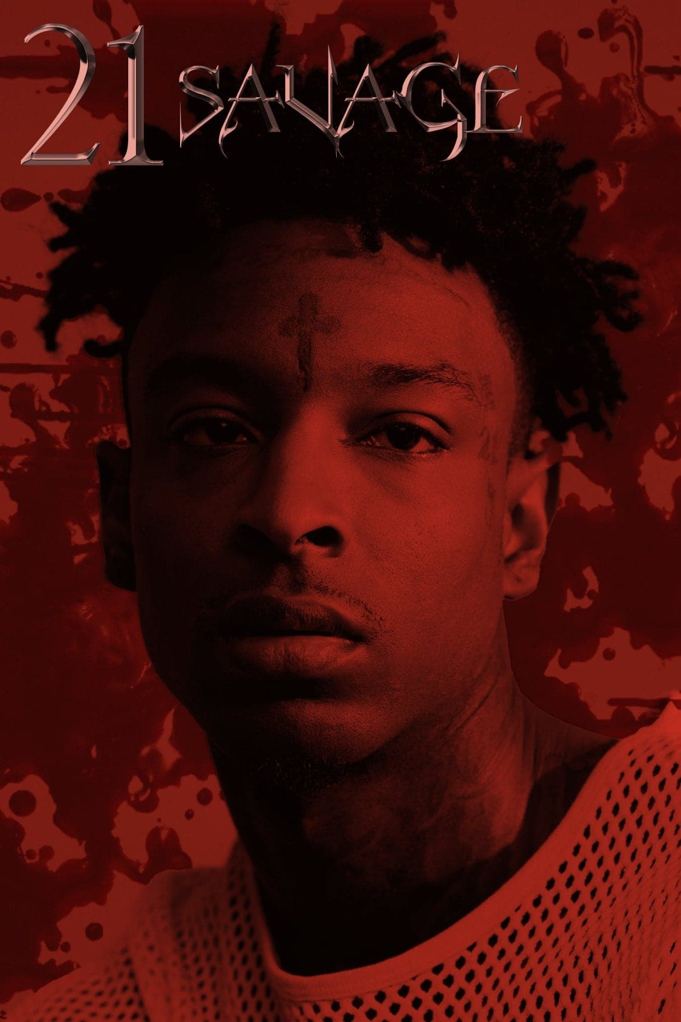 21 Savage 'Red Portrait' Poster - Posters Plug