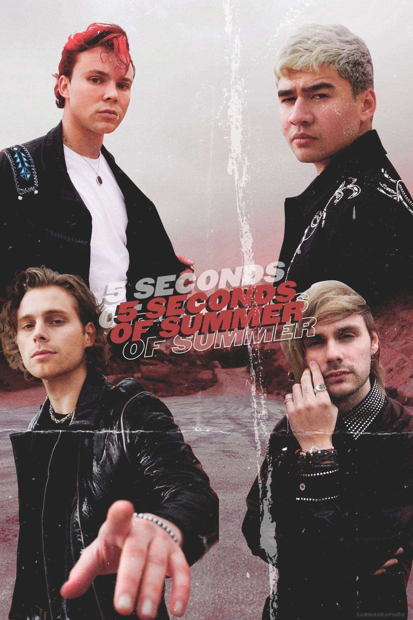 5 Seconds Of Summer ‘Red & Black’ Poster - Posters Plug