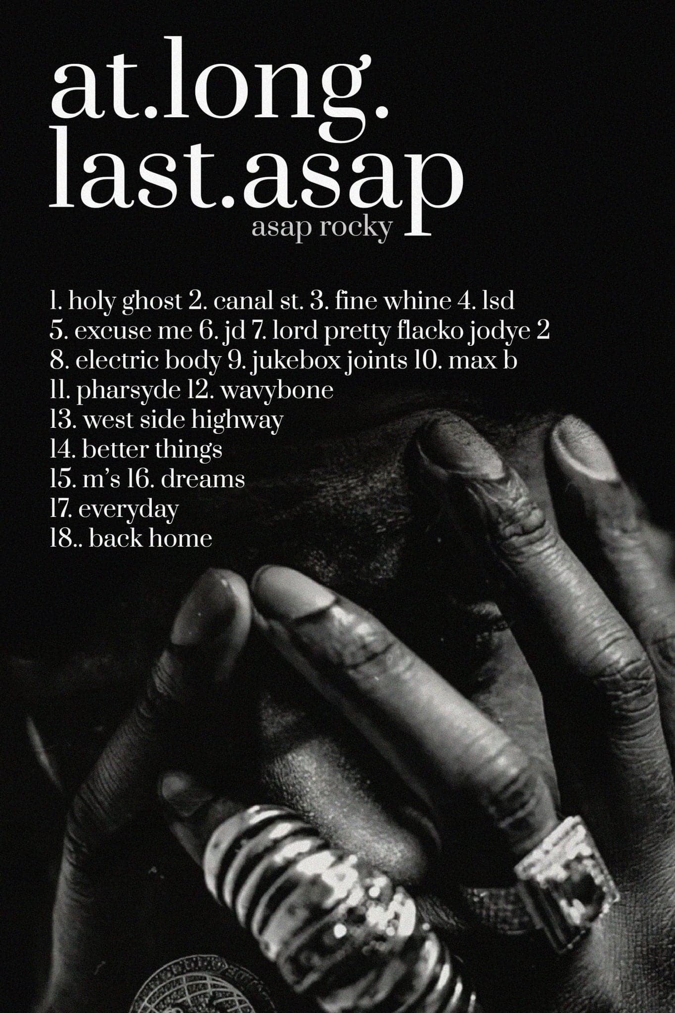 A$AP Rocky '90s AT.Long.LAST.A$AP. Tracklist' Poster - Posters Plug