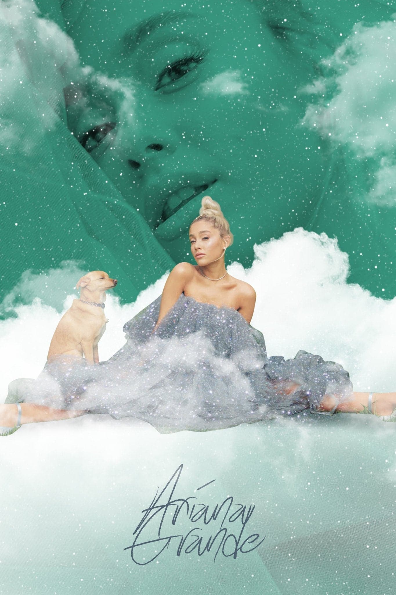 Ariana Grande 'Teal Clouds' Poster - Posters Plug