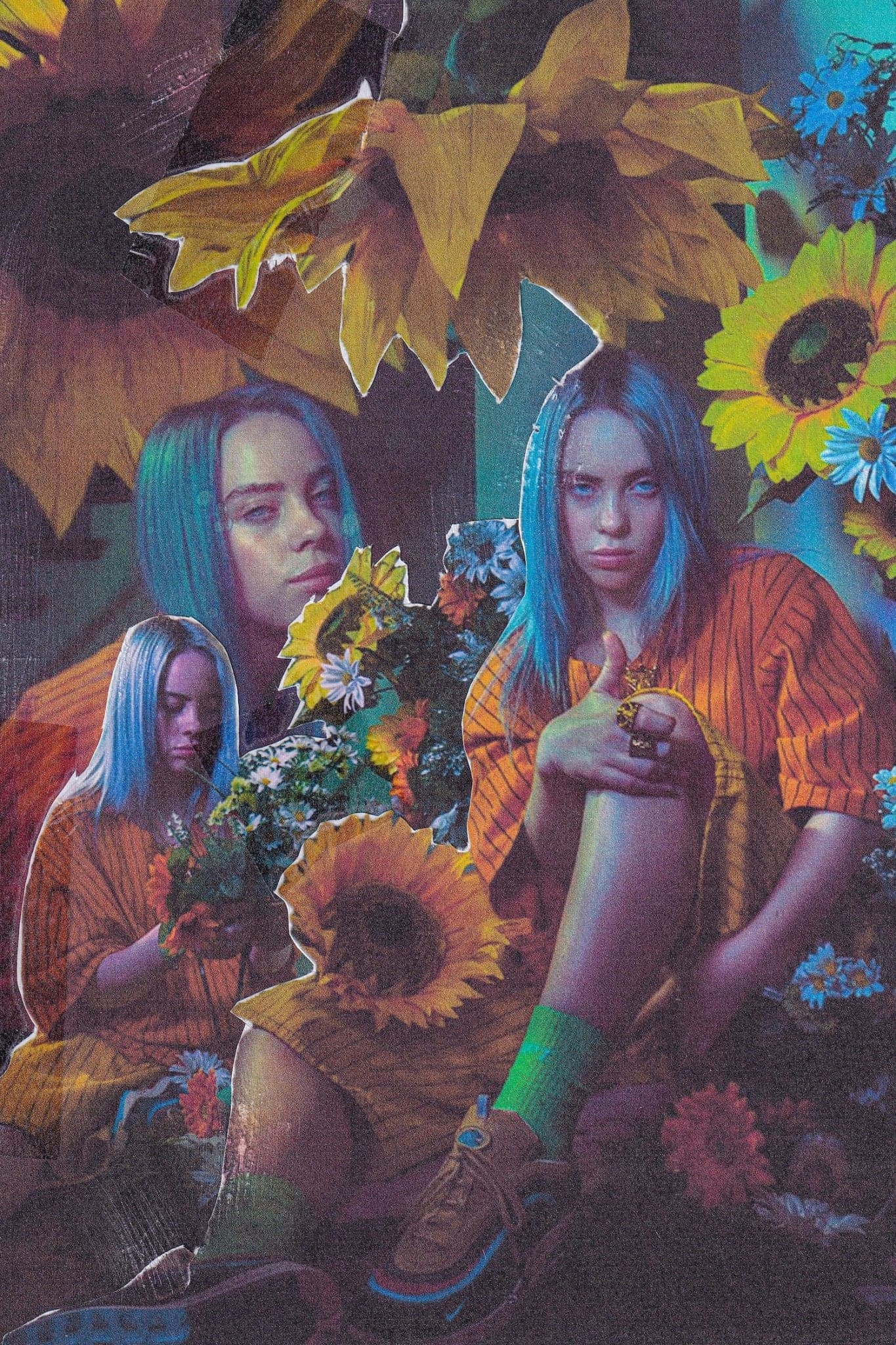 Billie Eilish 'Sunflower' Collage Poster - Posters Plug