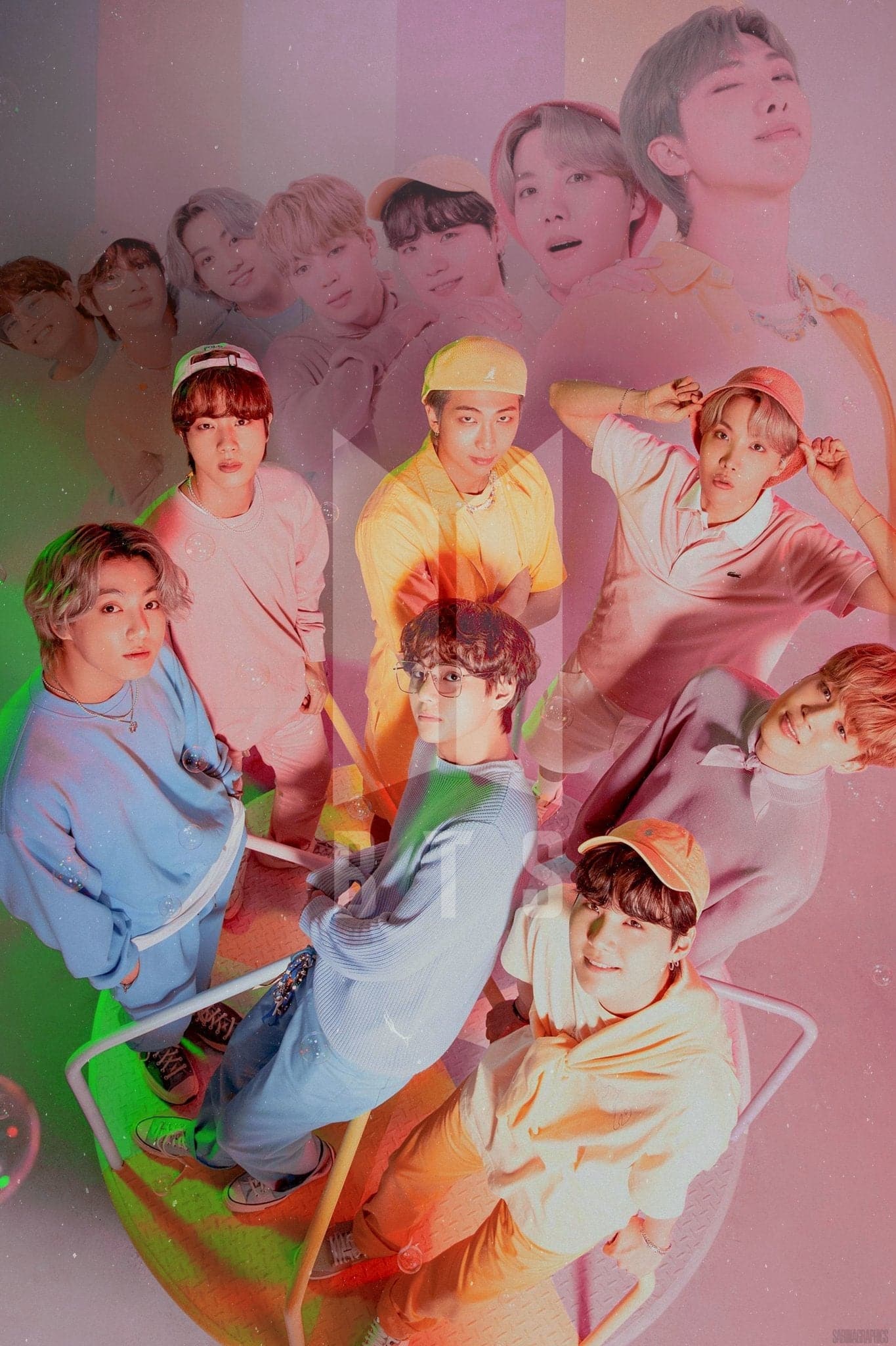 BTS 'Pink OT7' Poster - Posters Plug