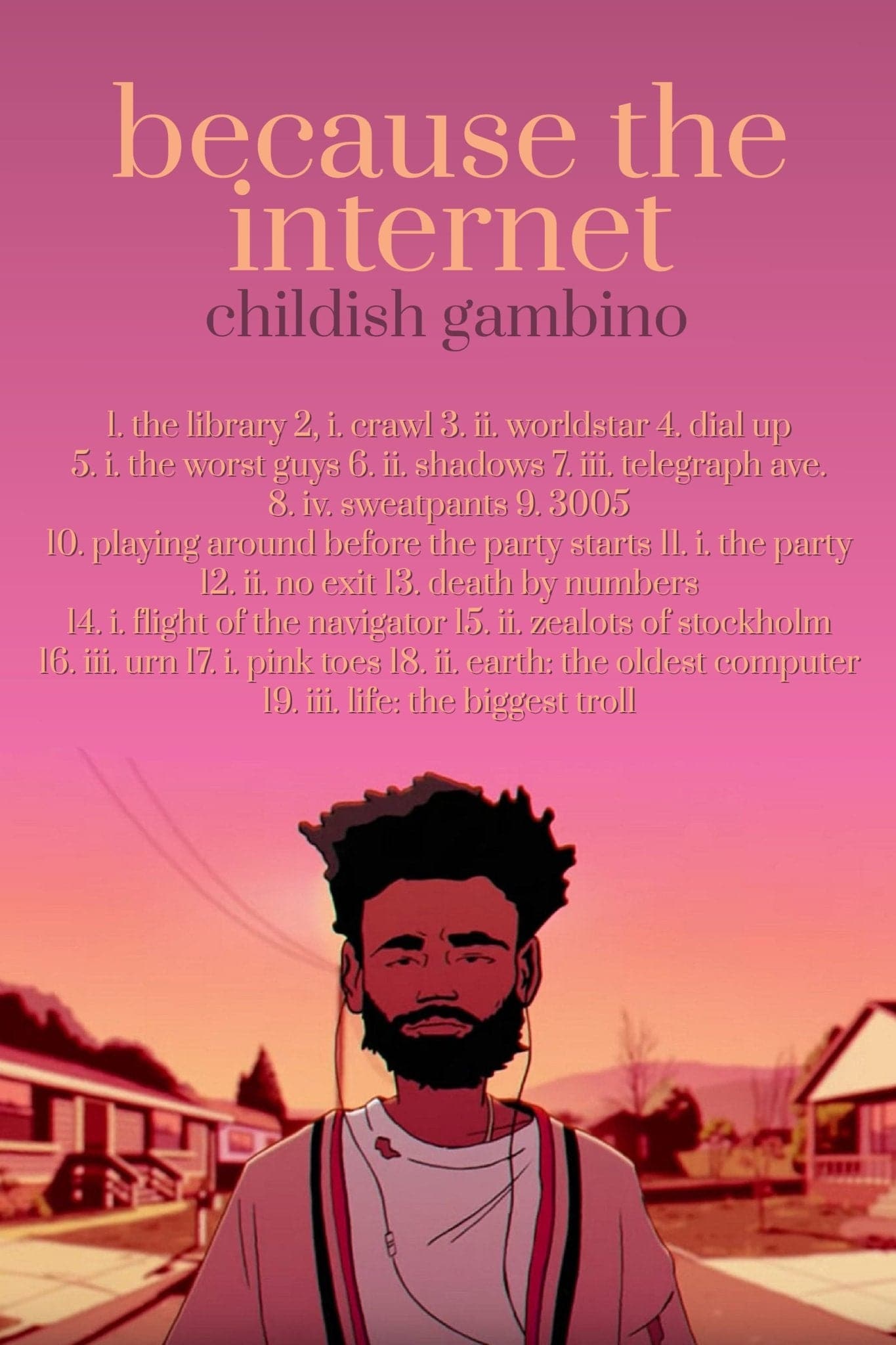 Childish Gambino '90s Because the Internet Tracklist' Poster - Posters Plug