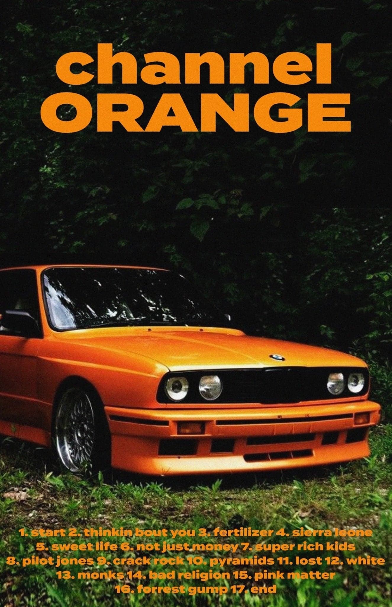 Frank Ocean 'Channel Orange Tracklist' Poster - Posters Plug