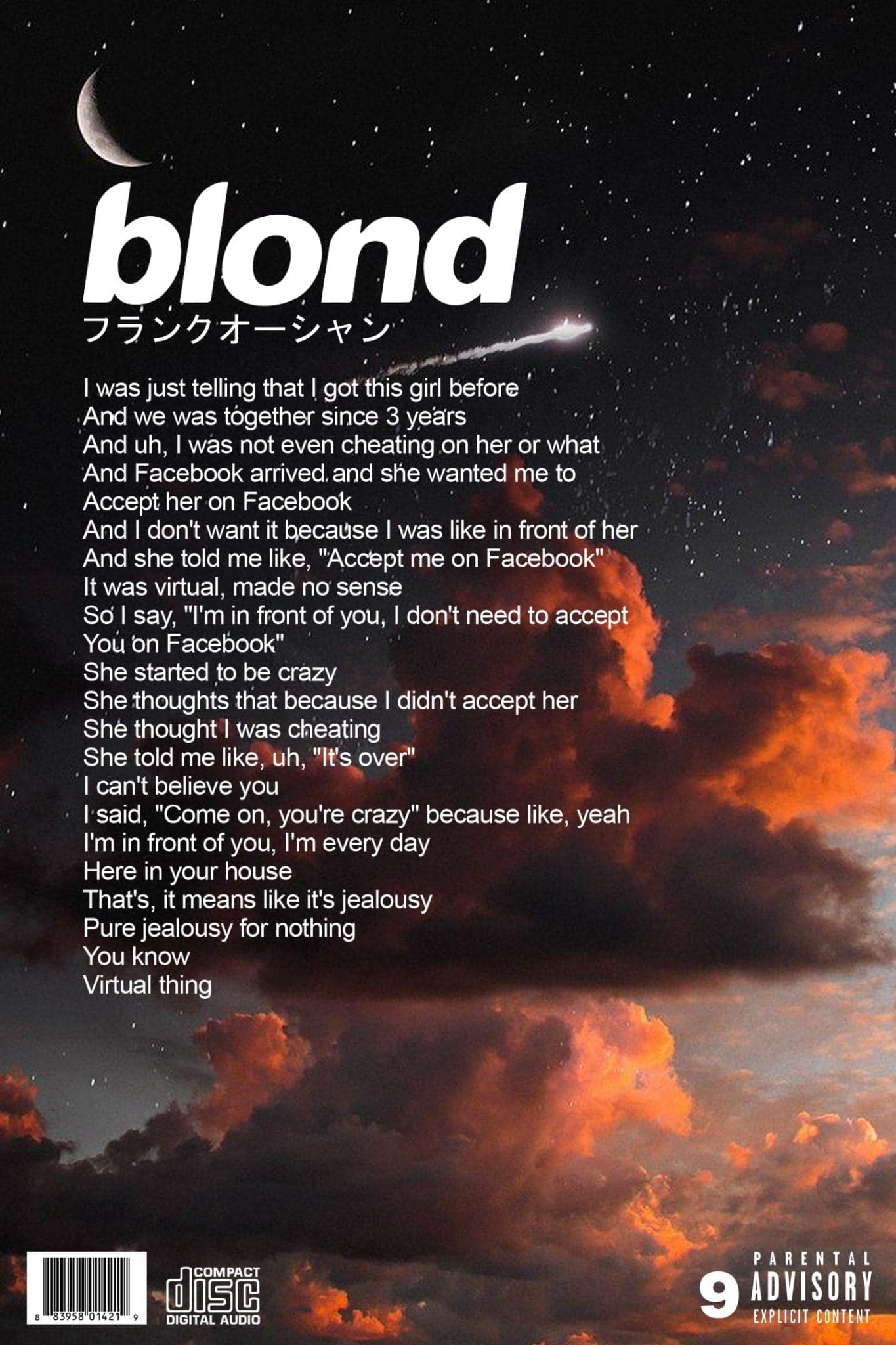 Frank Ocean 'Nights' Blond Album Poster Posters Plug