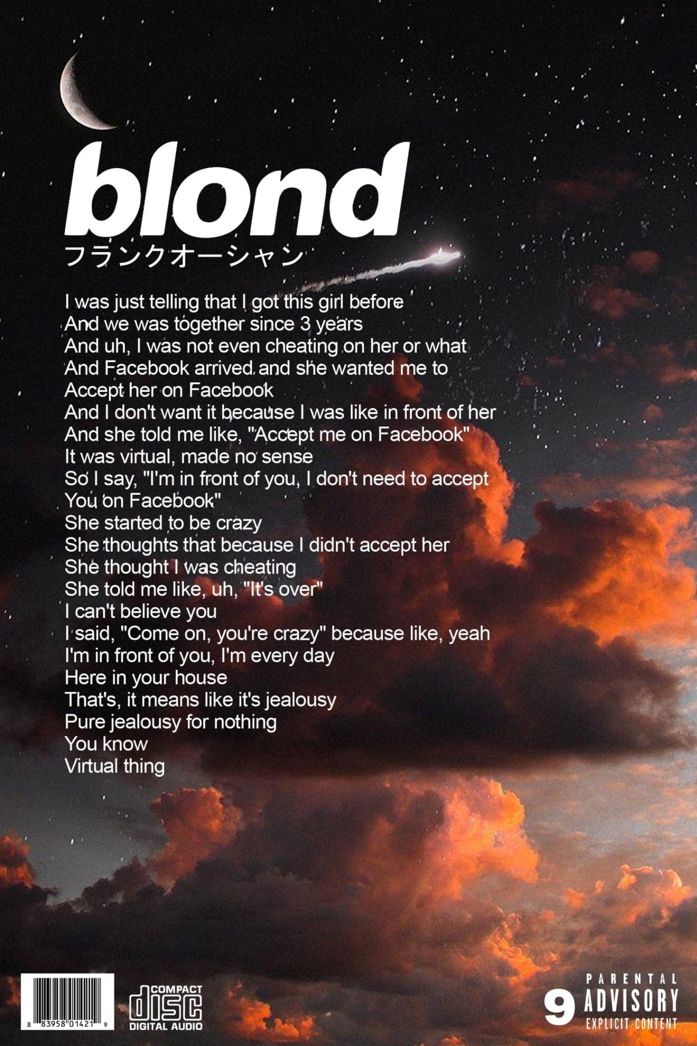 Frank Ocean 'Nights' Blond Album Poster - Posters Plug