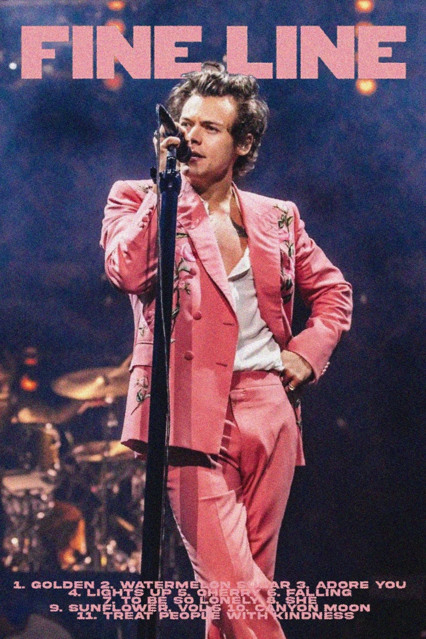Harry Styles Pink Suit ‘Fine Line Tracklist’ Poster - Posters Plug