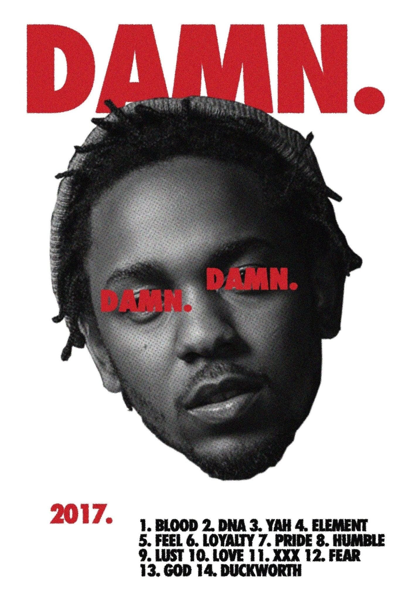 Kendrick Lamar ‘DAMN’ Album Poster - Posters Plug