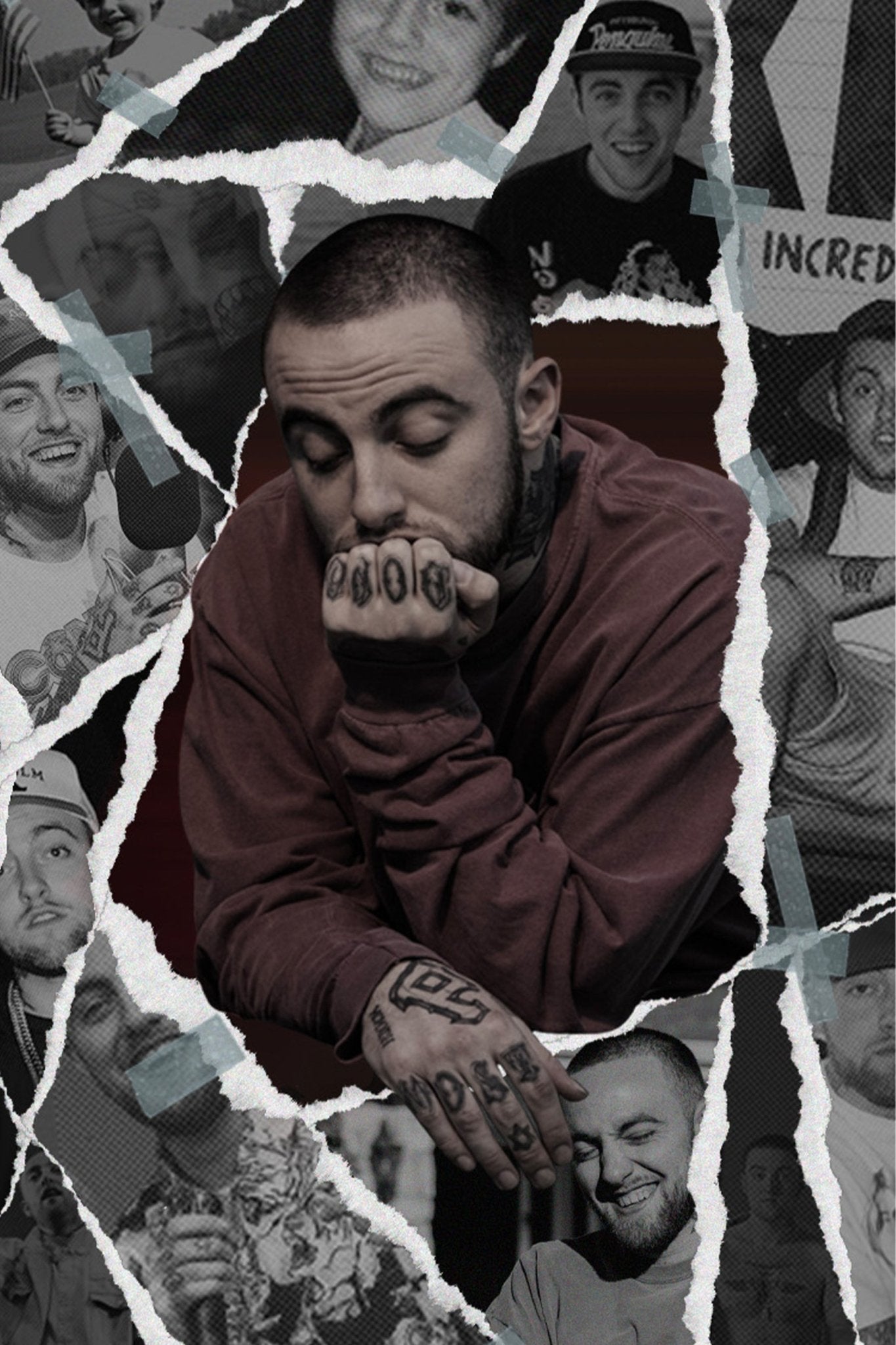 Mac Miller 'Black and White Collage' Poster - Posters Plug