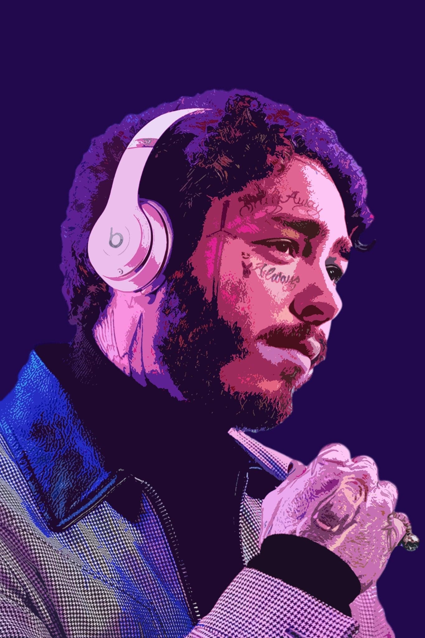 Post Malone 'Cell Shaded' Purple Poster - Posters Plug