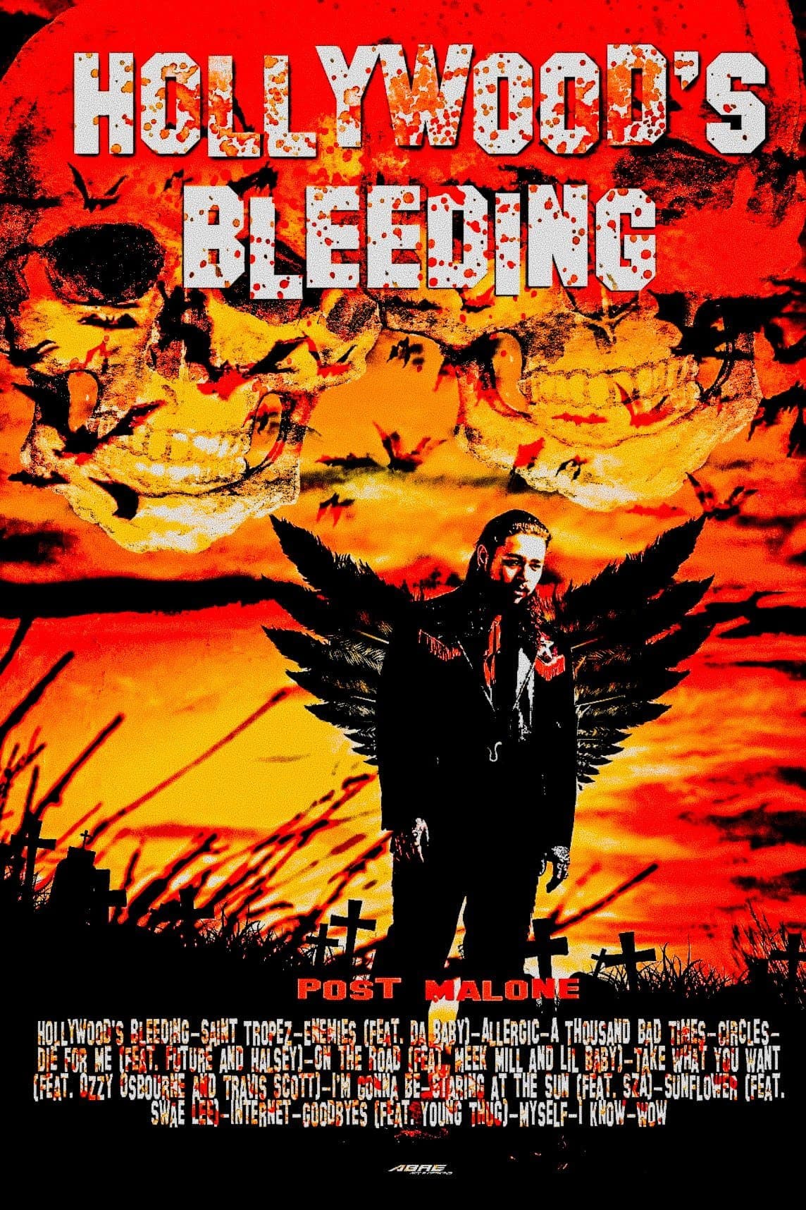 Post Malone ‘Hollywood’s Bleeding’ Tracklist Poster - Posters Plug