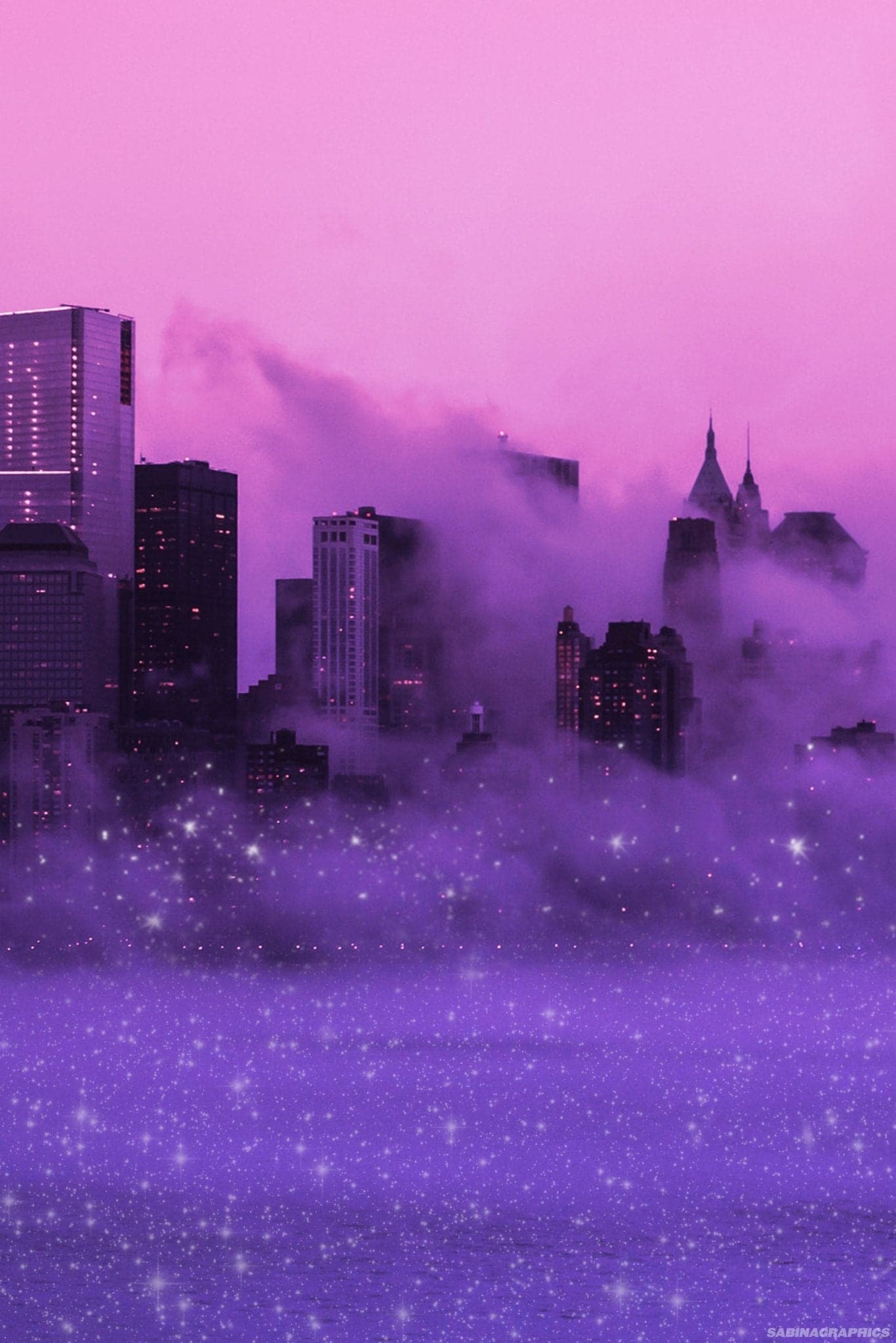 ‘Purple Mist City’ Poster - Posters Plug