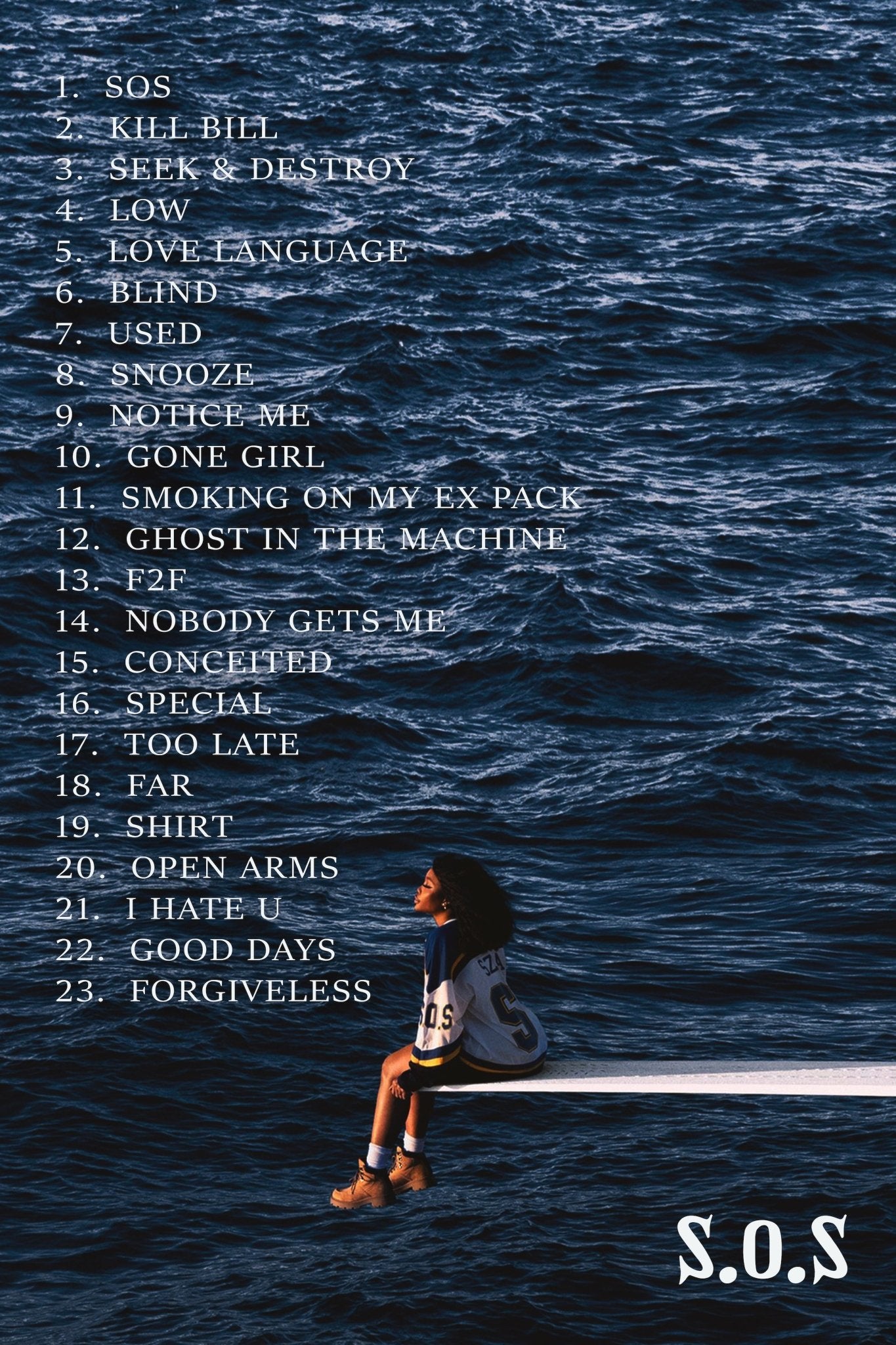 SZA 'Classic SOS Tracklist' Poster - Posters Plug