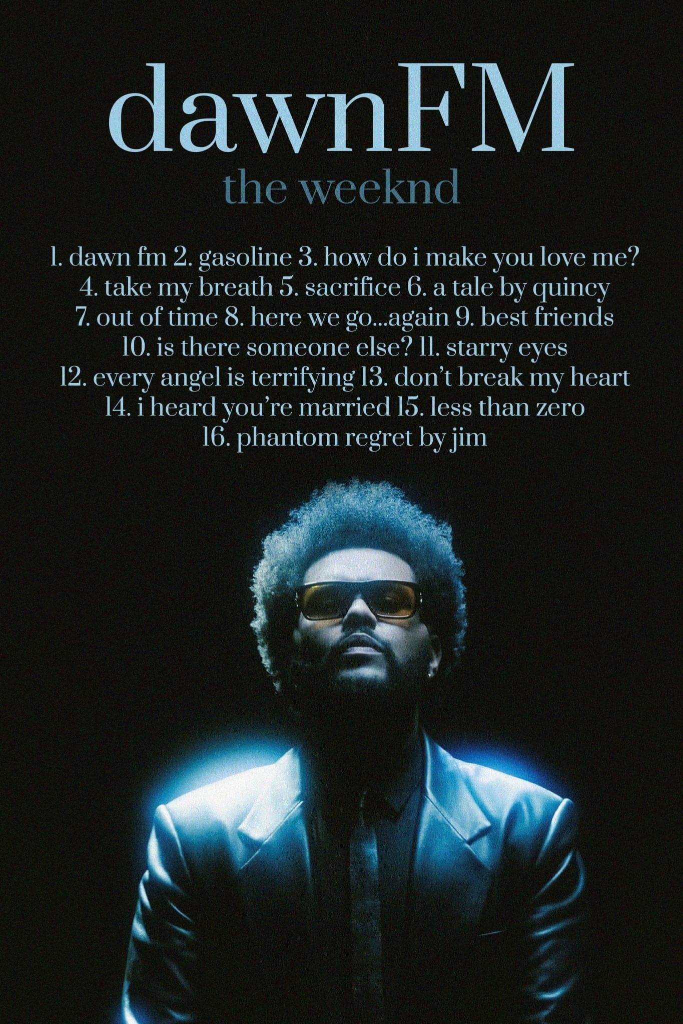 The Weeknd Dawn FM Tracklist Poster - Posters Plug